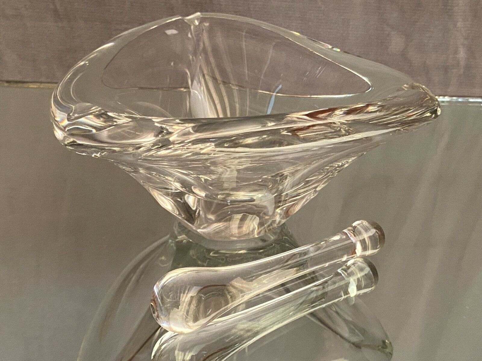 Mortar with crystal pestle signed daum