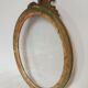 Old oval frame in wood and stucco + old glass glass blown - 27 x 21 cm
