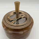 Vintage onyx and gold pusher ashtray