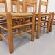 Suite of 6 vintage brutalist chairs in solid oak wood and straw from the 60s
