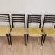 Lot de 4 chaises de salle à manger vintage en bois : similicuir beige, style rétro du milieu du siècle