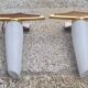 Pair of Scandinavian wall lights, teak, brass and opaline, vintage, 60s