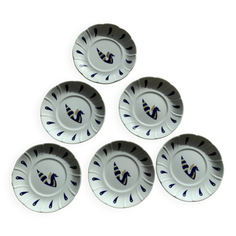 Lot de 6 petites assiettes Air France x Jean Picart Le Doux