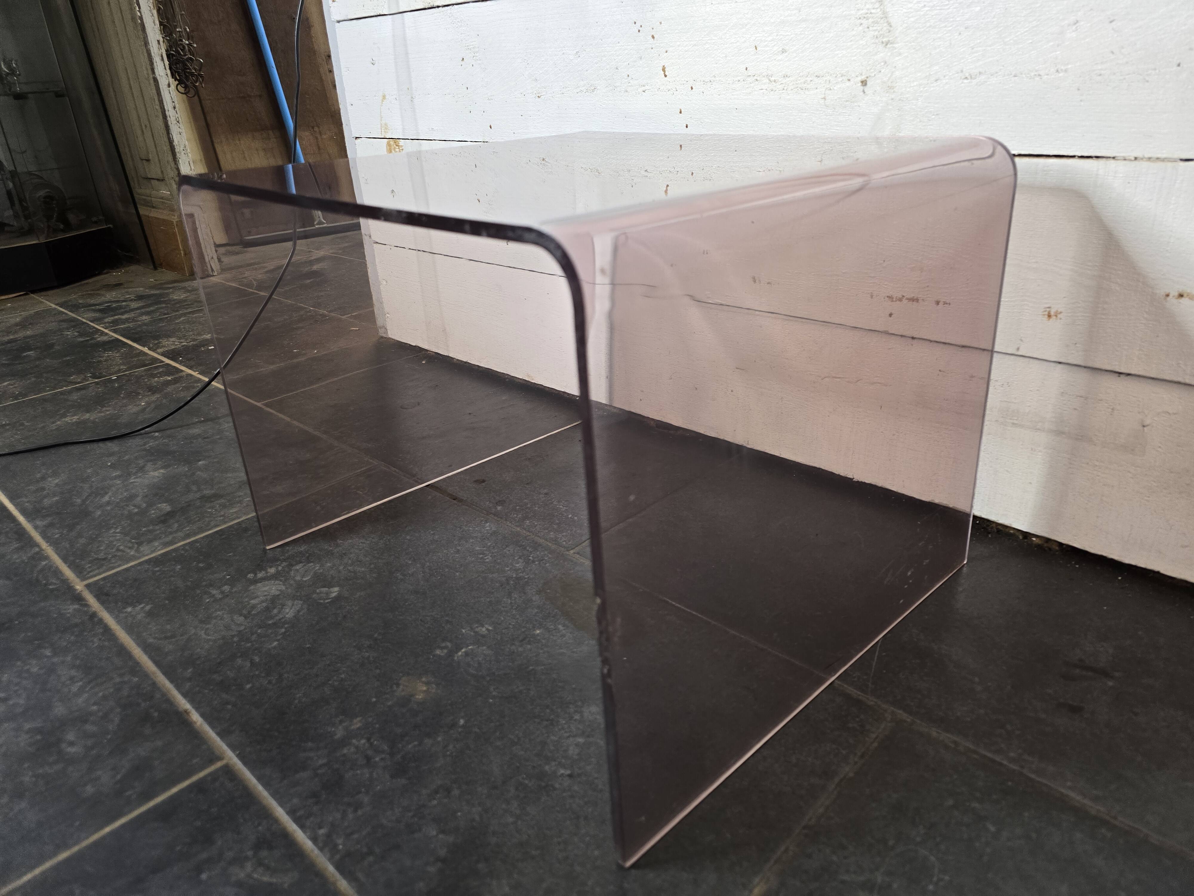 Smoked plexiglass side table from the 70s