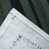 Turkish Green Black Striped Vintage Kilim Rug, 81x163Cm