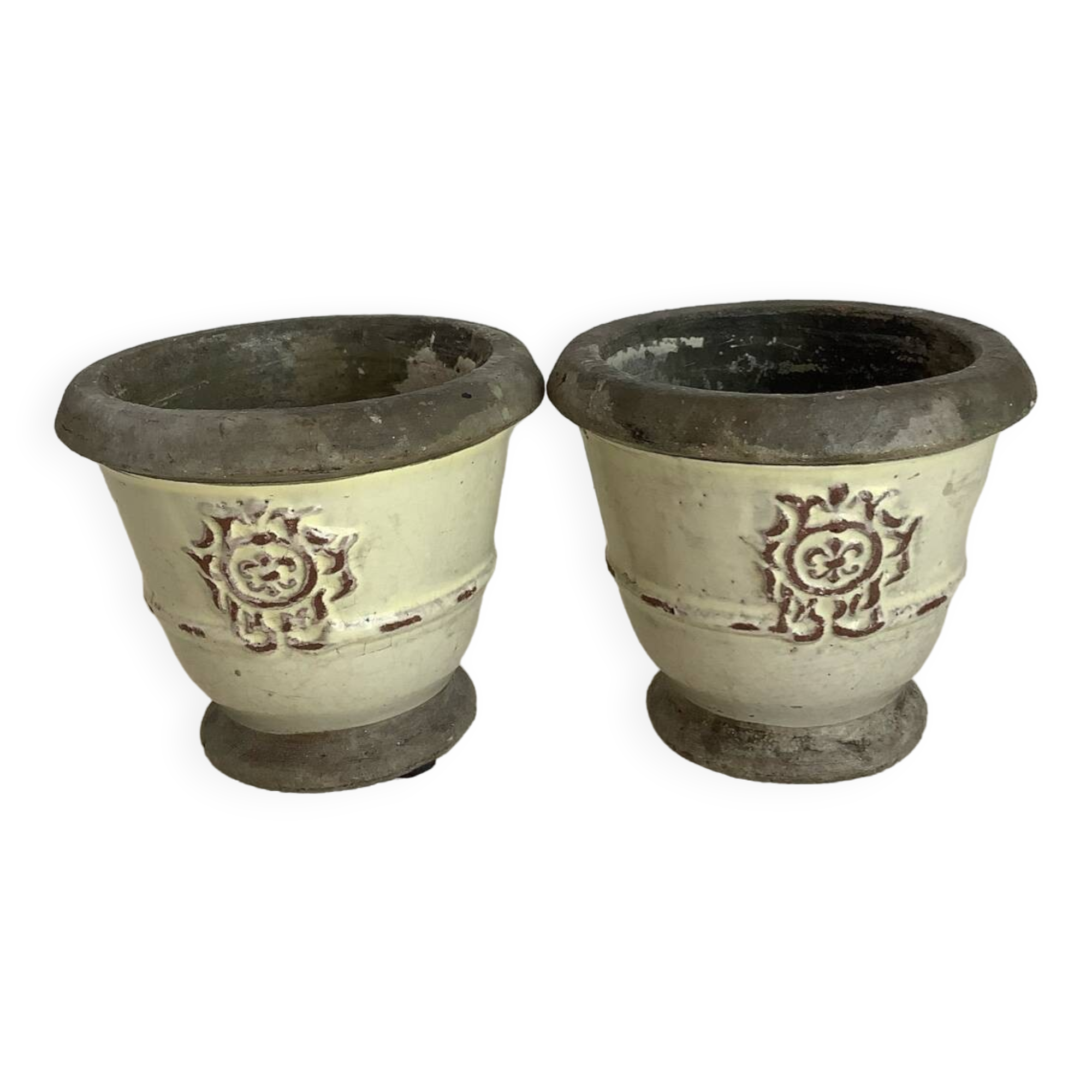 Set of 2 enameled stoneware pot covers