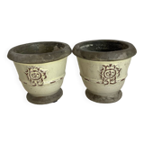 Set of 2 enameled stoneware pot covers