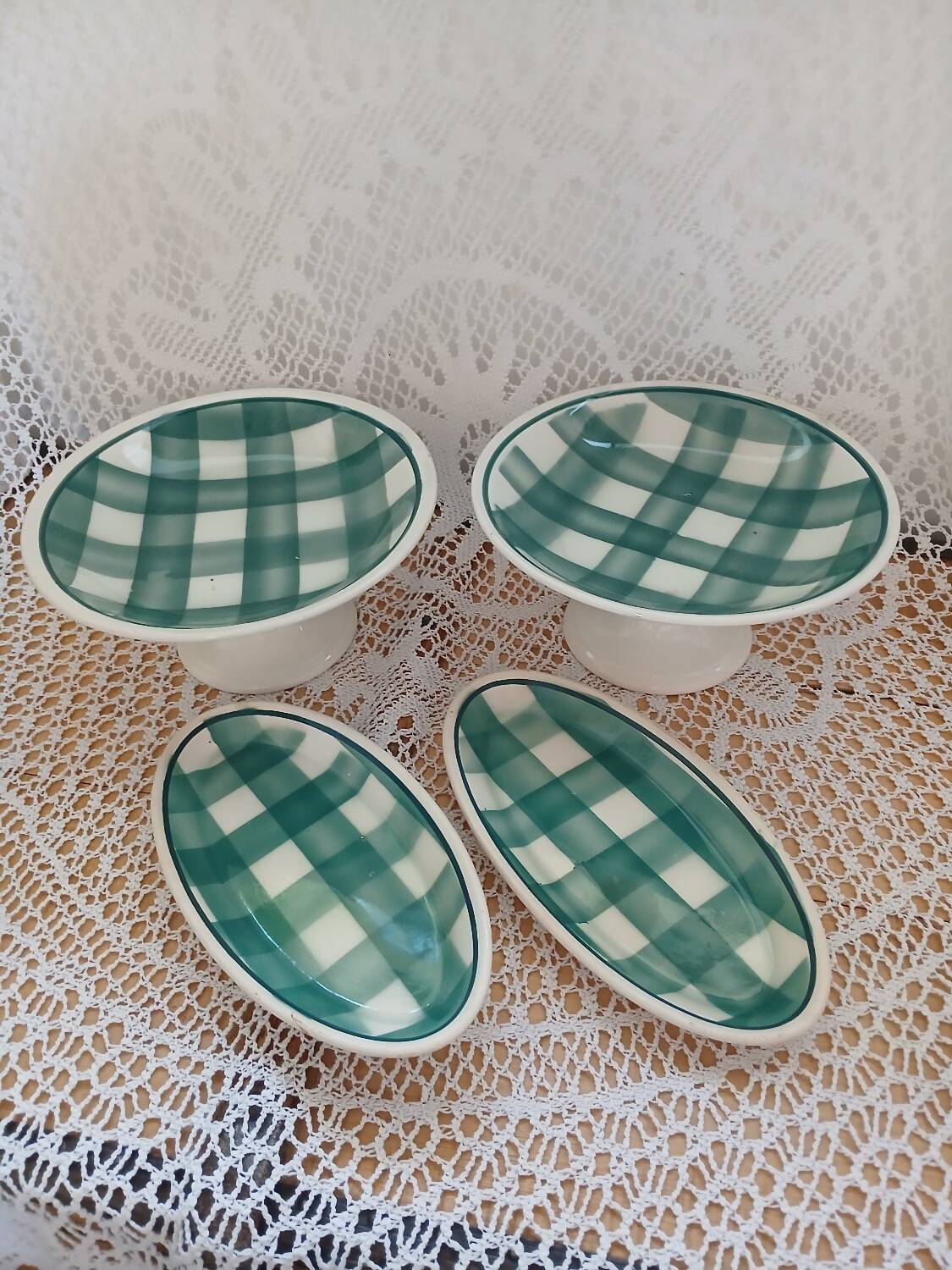 Set of antique Scottish tile dishes