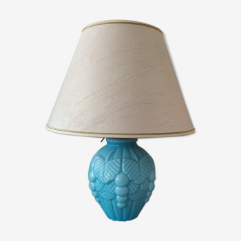 Lampes style art nouveau opaline en bleu ciel