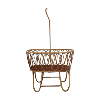 Berceau en rotin vintage 60's