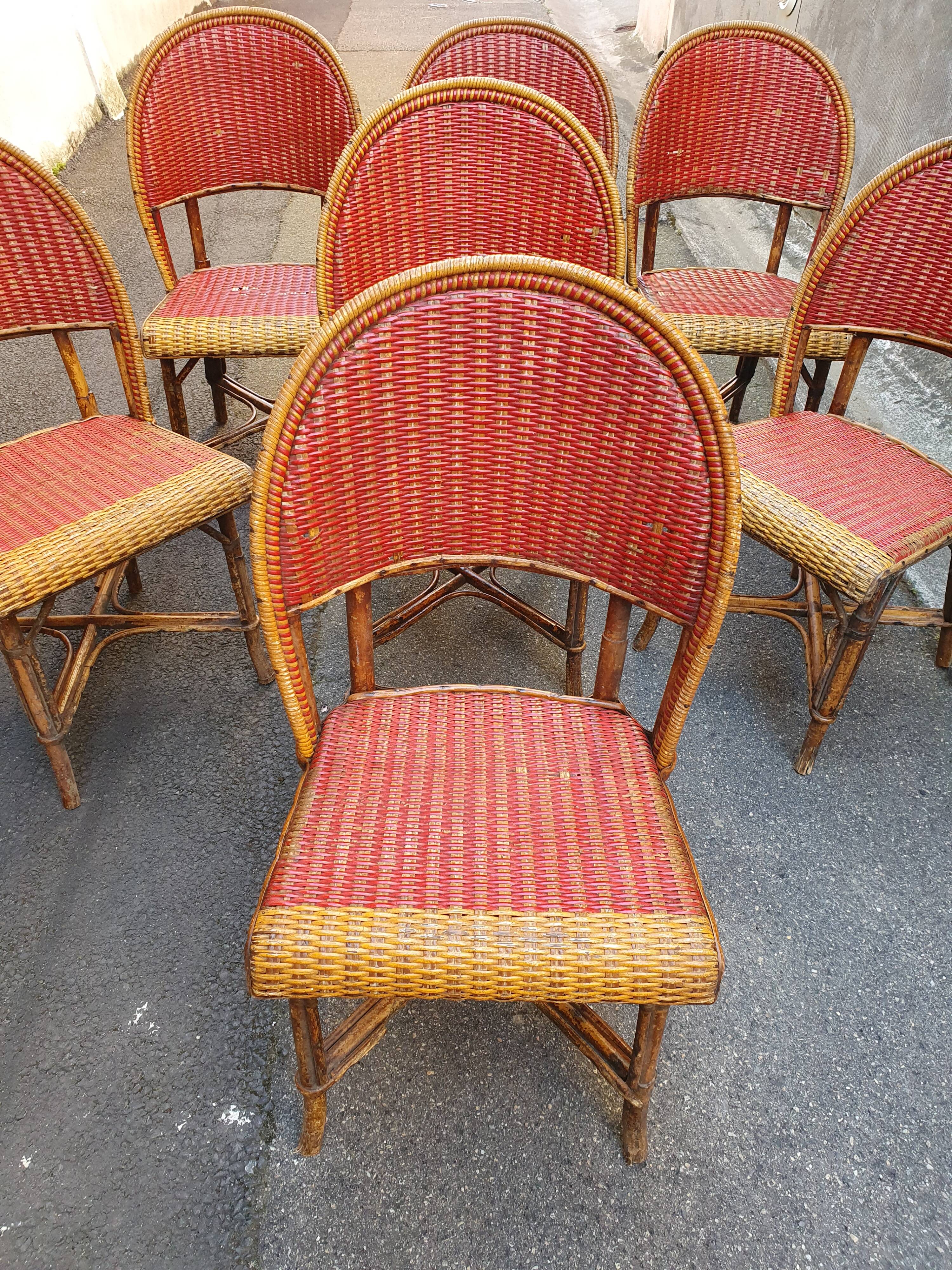 Set of 7 Parisian bistro / café chairs from the 1930s