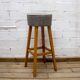 Beech Wood Stool with Upholstered Seat, 1960s