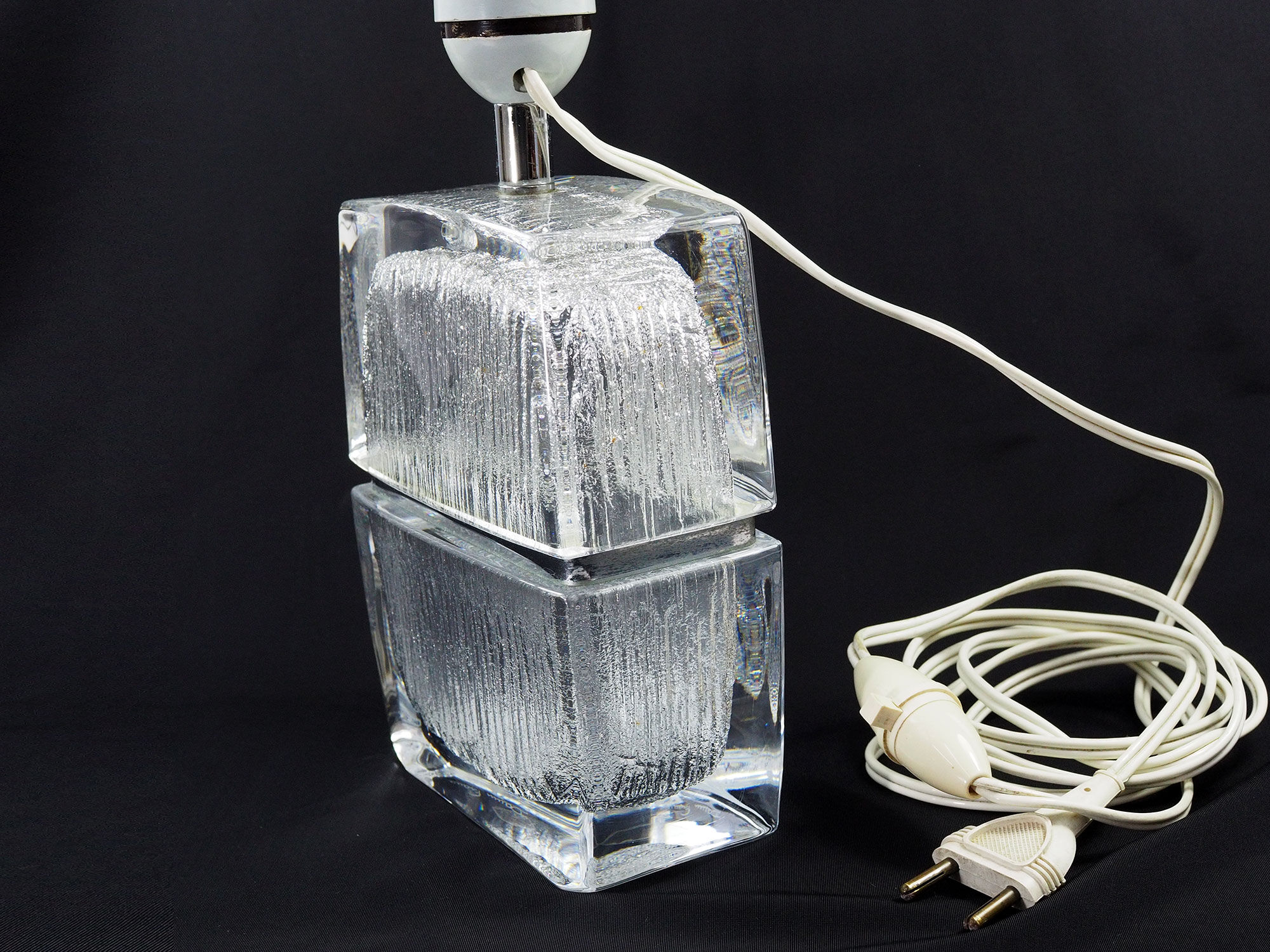 Daum France Mid-Century Crystal Table Lamp-1960s