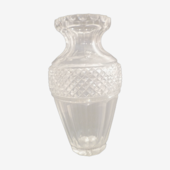 Vase en cristal taillé pointes de diamant & facettes Saint Louis, Baccarat