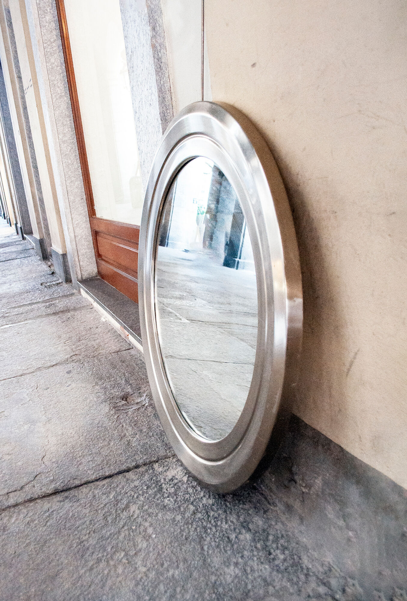 Mirror with steel frame Italy 1970s