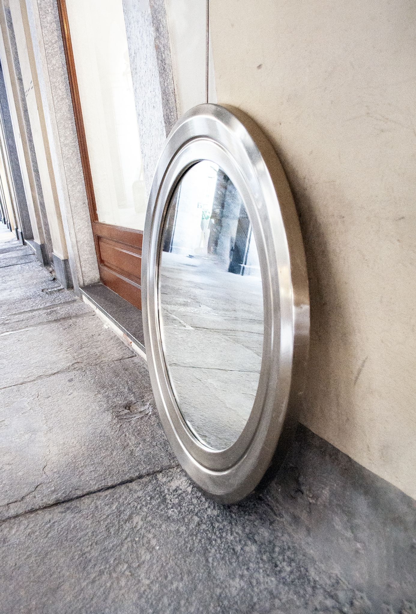 Mirror with steel frame Italy 1970s