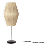 Vintage 60s table lamp with raffia shade and black marble base
