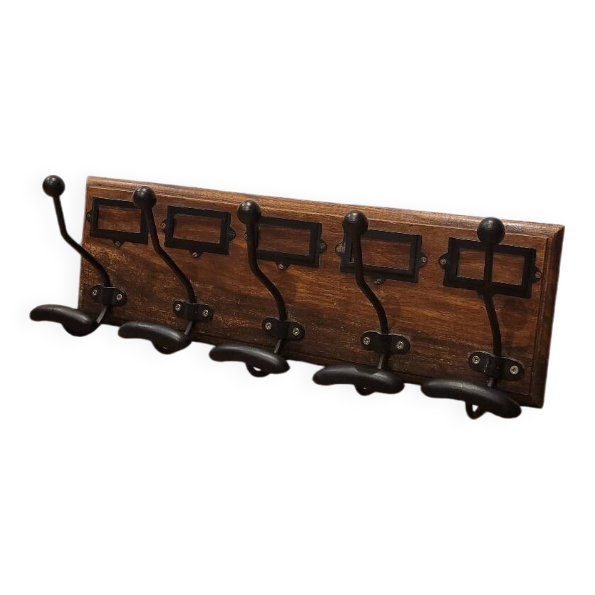 Wood and metal wall coat rack