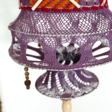 Purple macrame pendant light, 70s