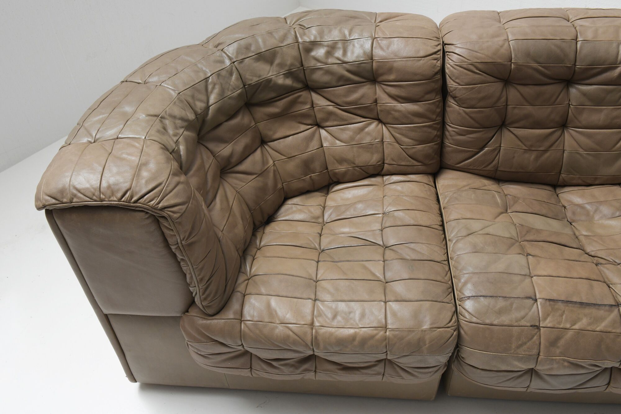 DS 11 modular sofa in brown patchwork leather by De Sede Team for De Sede Swiss
