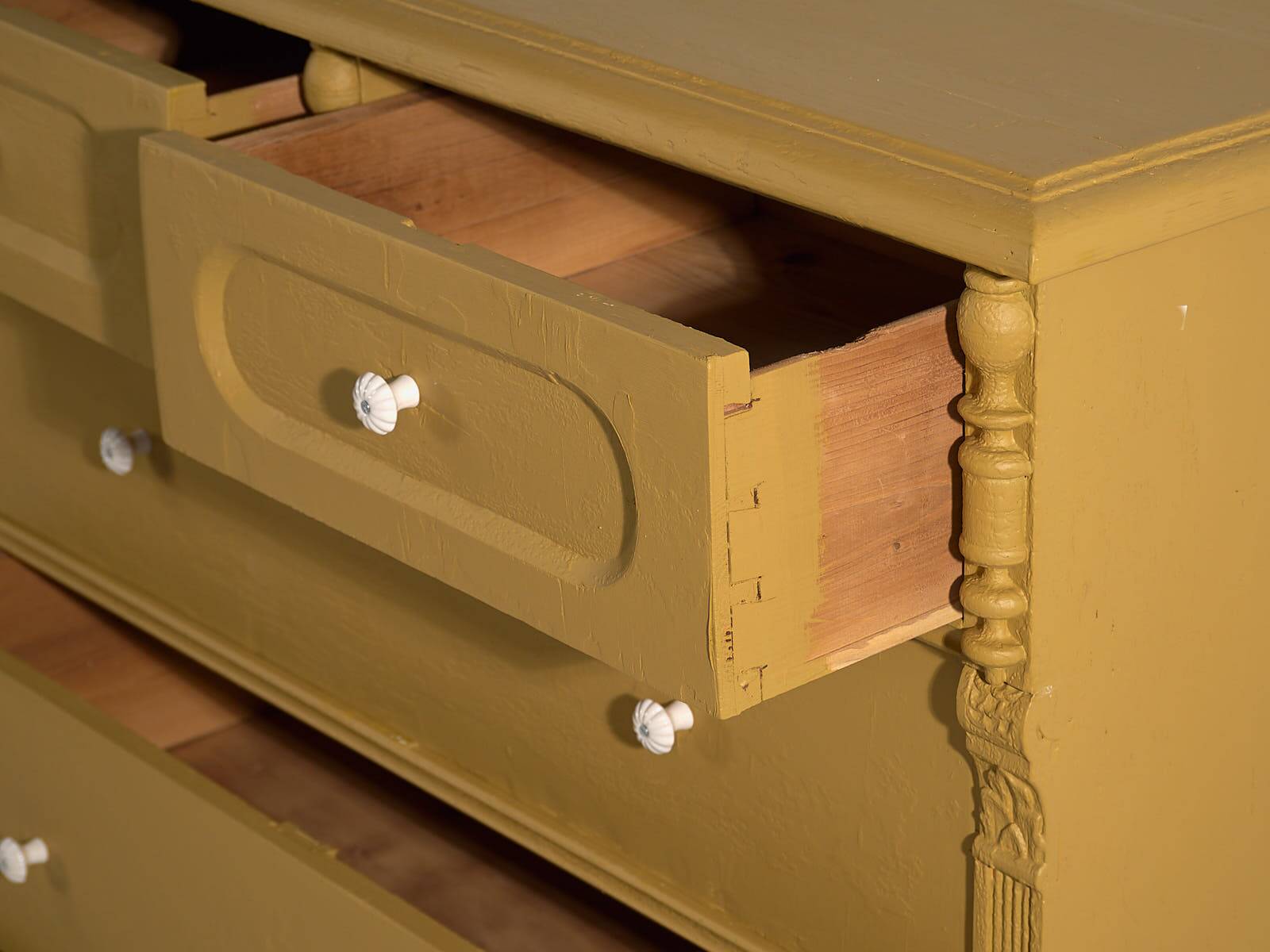 Large antique mustard-colored chest of drawers (circa 1920)