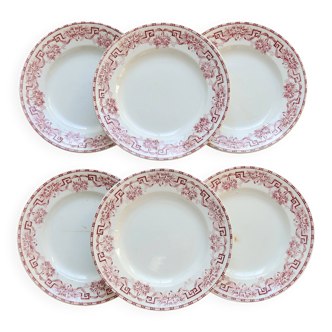 6 assiettes plates vintage terre de fer - Moulin des Loups - Modèle Athènes