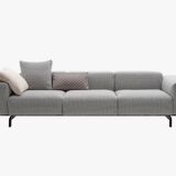 Kartell 3-seater sofa largo (black - houndstooth fabric and steel)