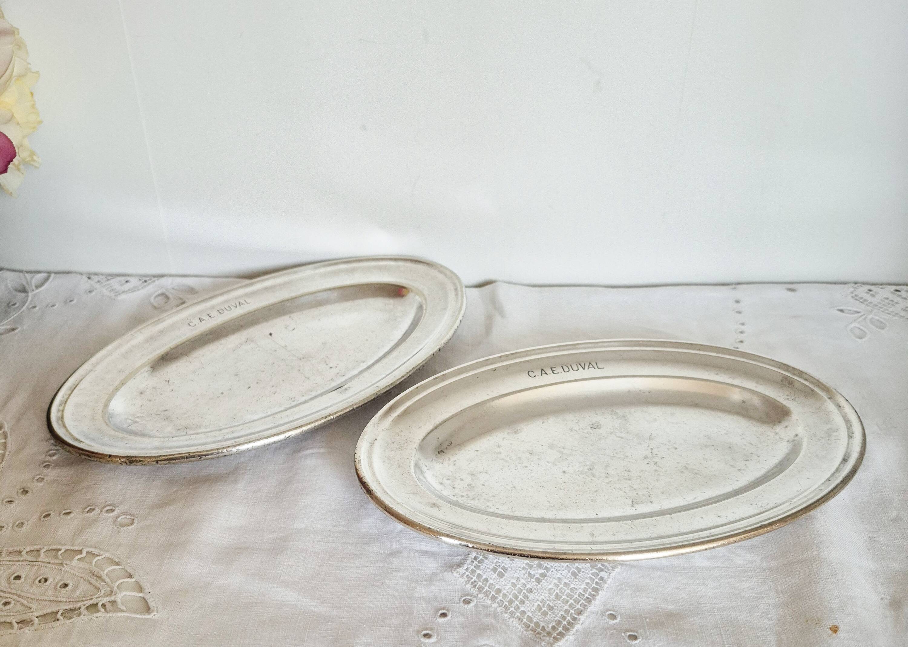 Oval silver-plated metal platters, Christofle