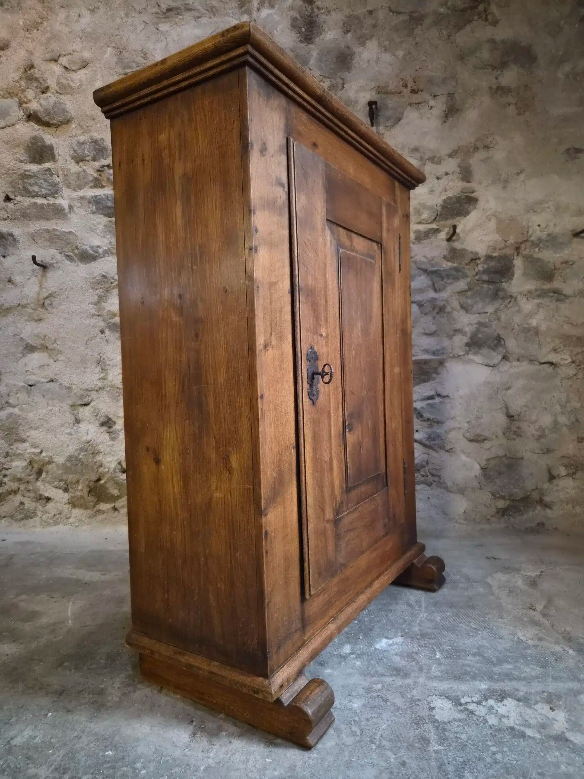 French antique oak wardrobe with one door, 18th century.