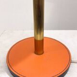 Mid-century modern leather and brass table lamp