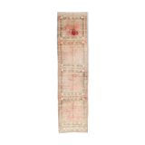 Brown red turkish runner rug, 90x336 cm