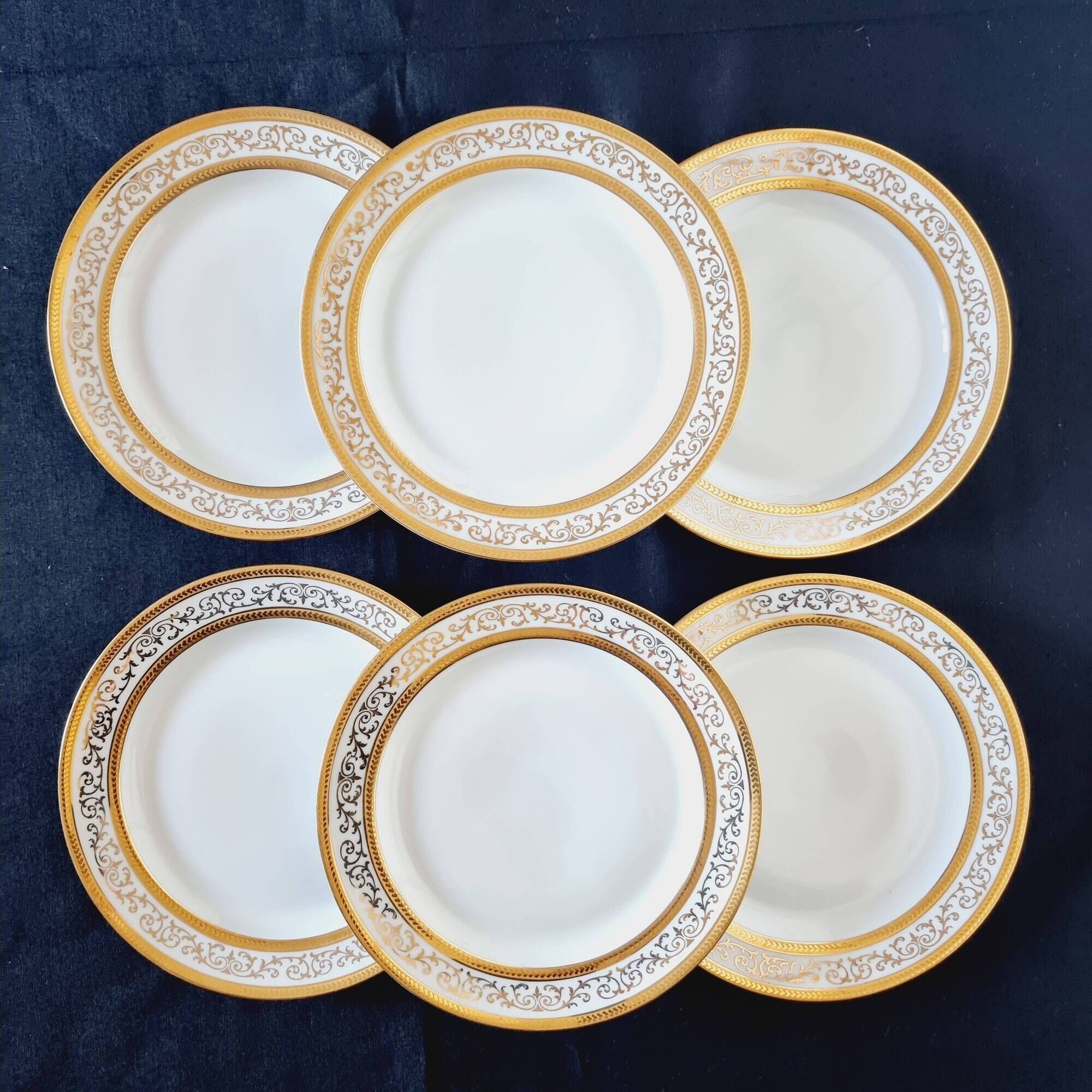 Set of 6 Limoges porcelain soup plates, decorated with gold 24