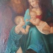 Peinture ancienne sur cuivre - Sainte Famille -