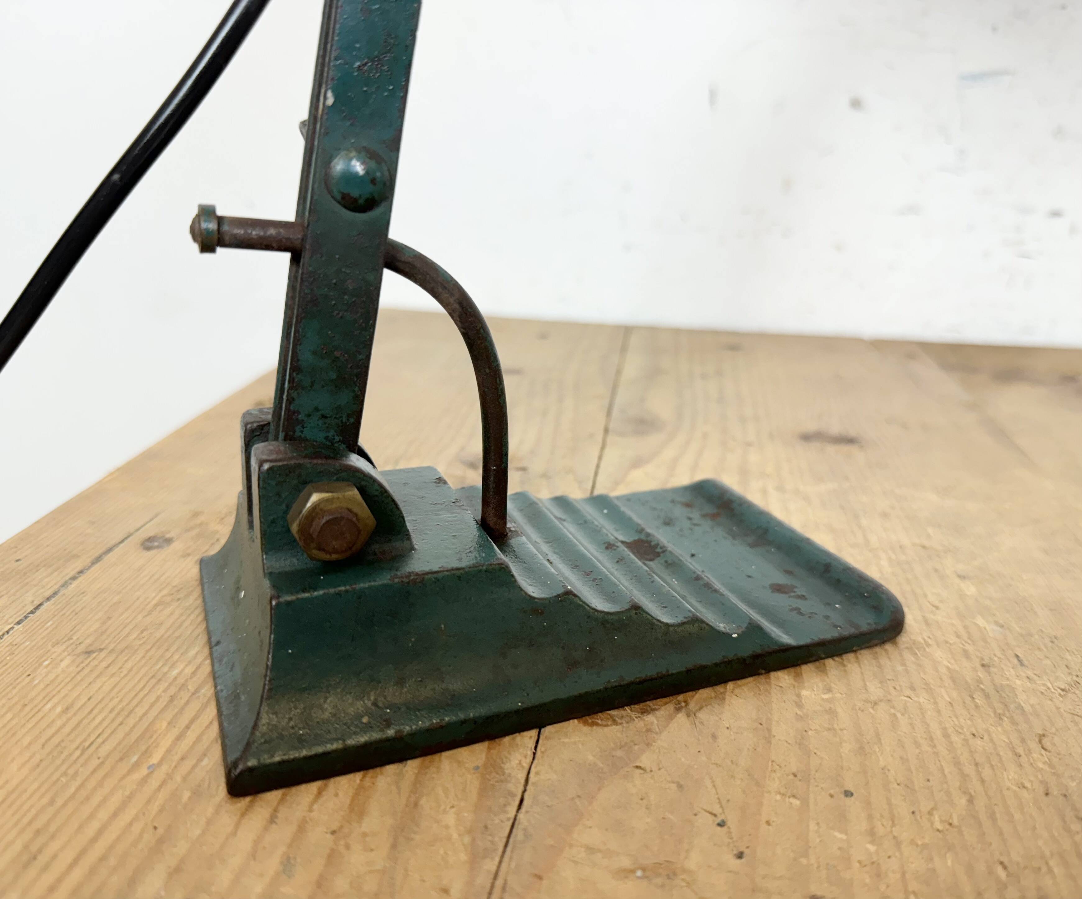 Vintage Green Enamel Bank Lamp, 1950s