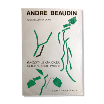 Affiche en lithographie d'André Beaudin, Galerie Sagot-Le Garrec, 1973 Mourlot