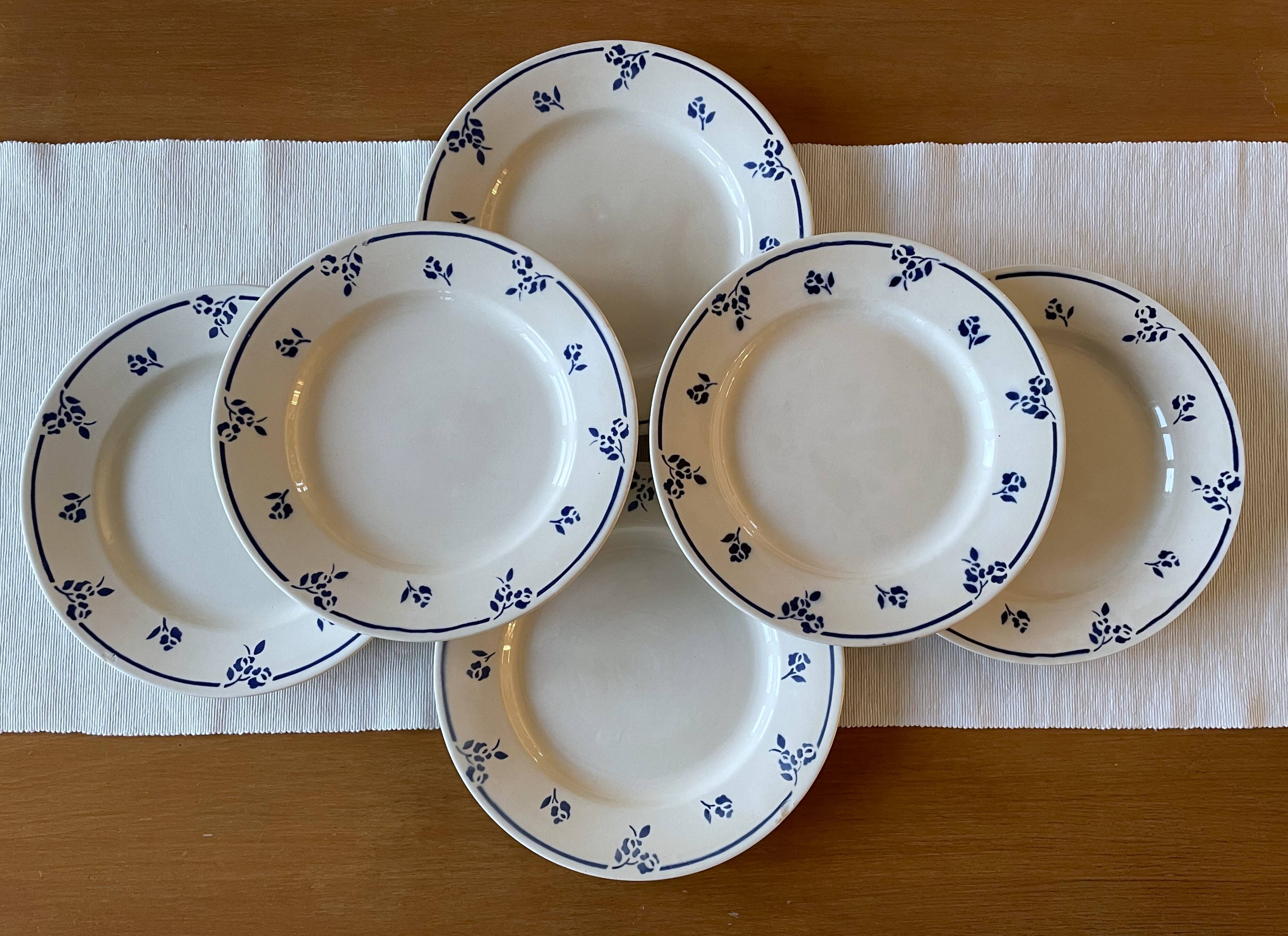 6 antique flat plates in Sarreguemines earthenware
