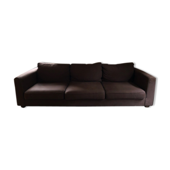 3-seater brown fabric sofa