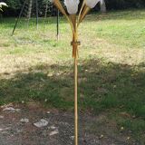 Vintage floor lamp in gilded brass with 5 glass tulips from the 50s