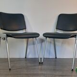Set 5 chairs stackable Mauser in aluminium and leather, vintage 1960