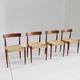Set of 4 Paper Cord Danish Dining Chairs by Arne Hovmand-Olsen for Mogens Kold
