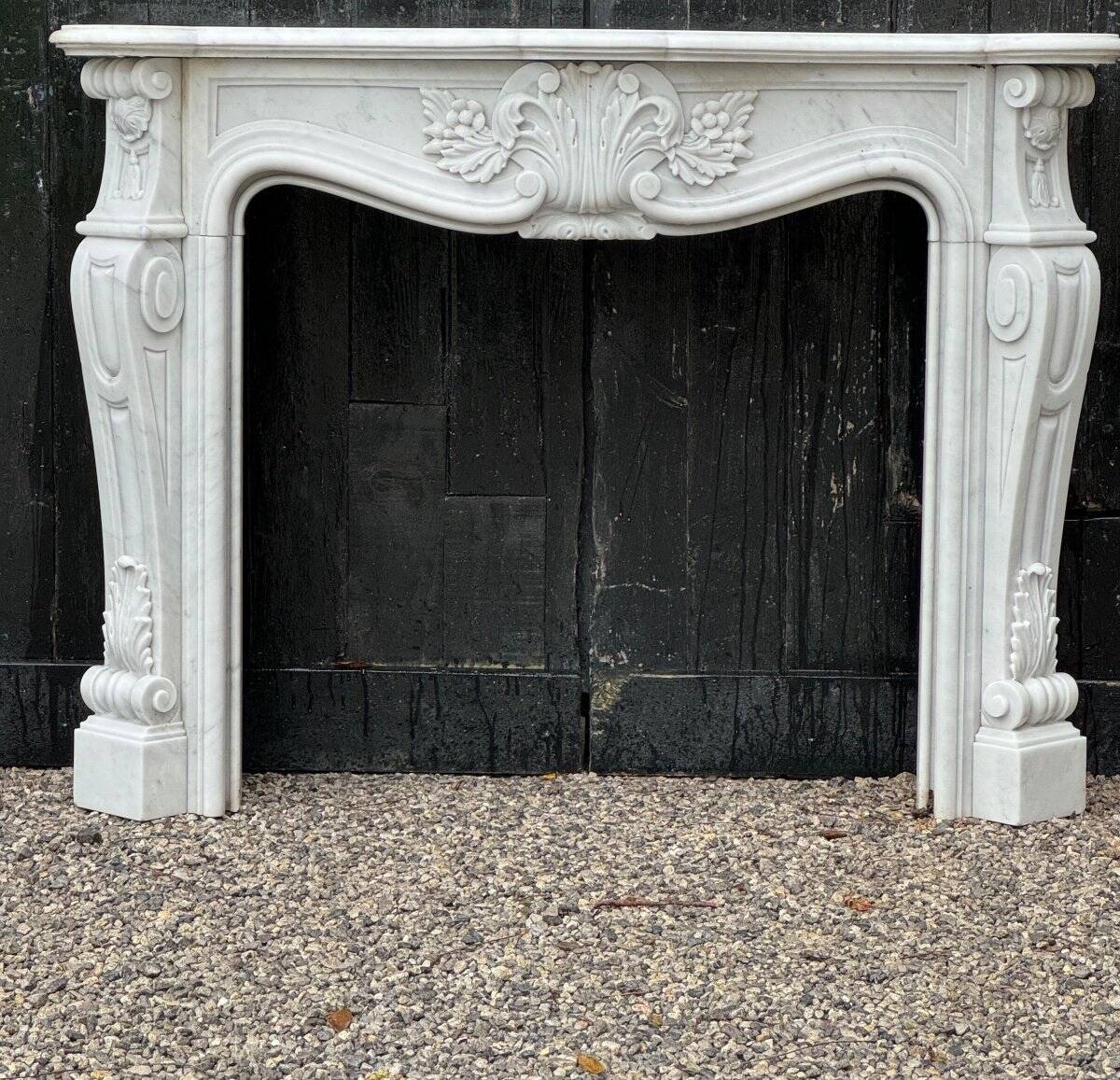 Louis XV style fireplace in Carrara marble circa 1980