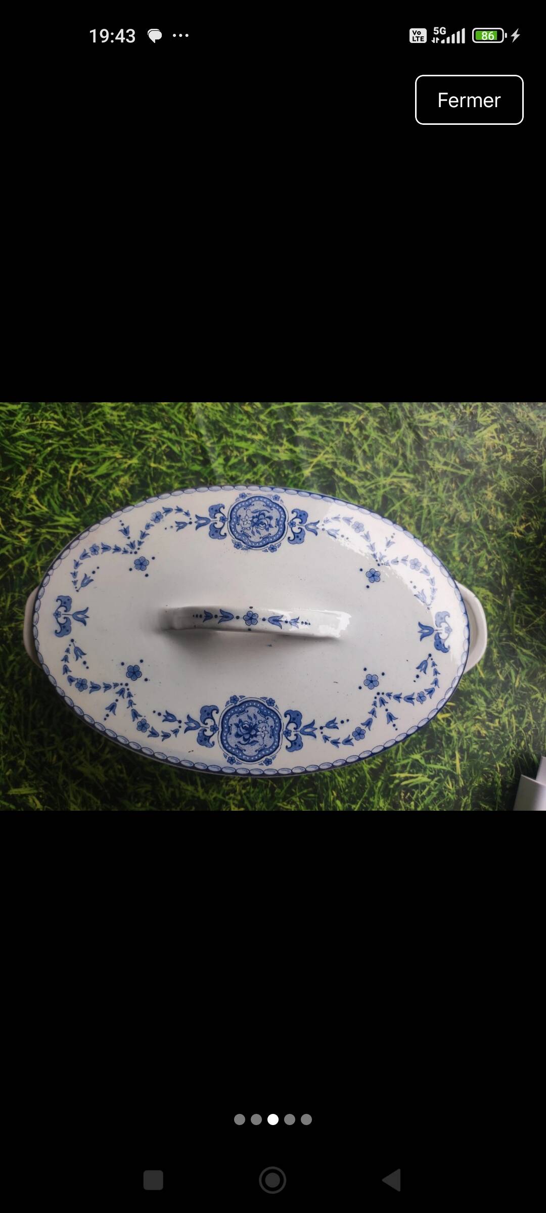 Old soup tureen / terrine Villeroy & Boch in white and blue earthenware 💙