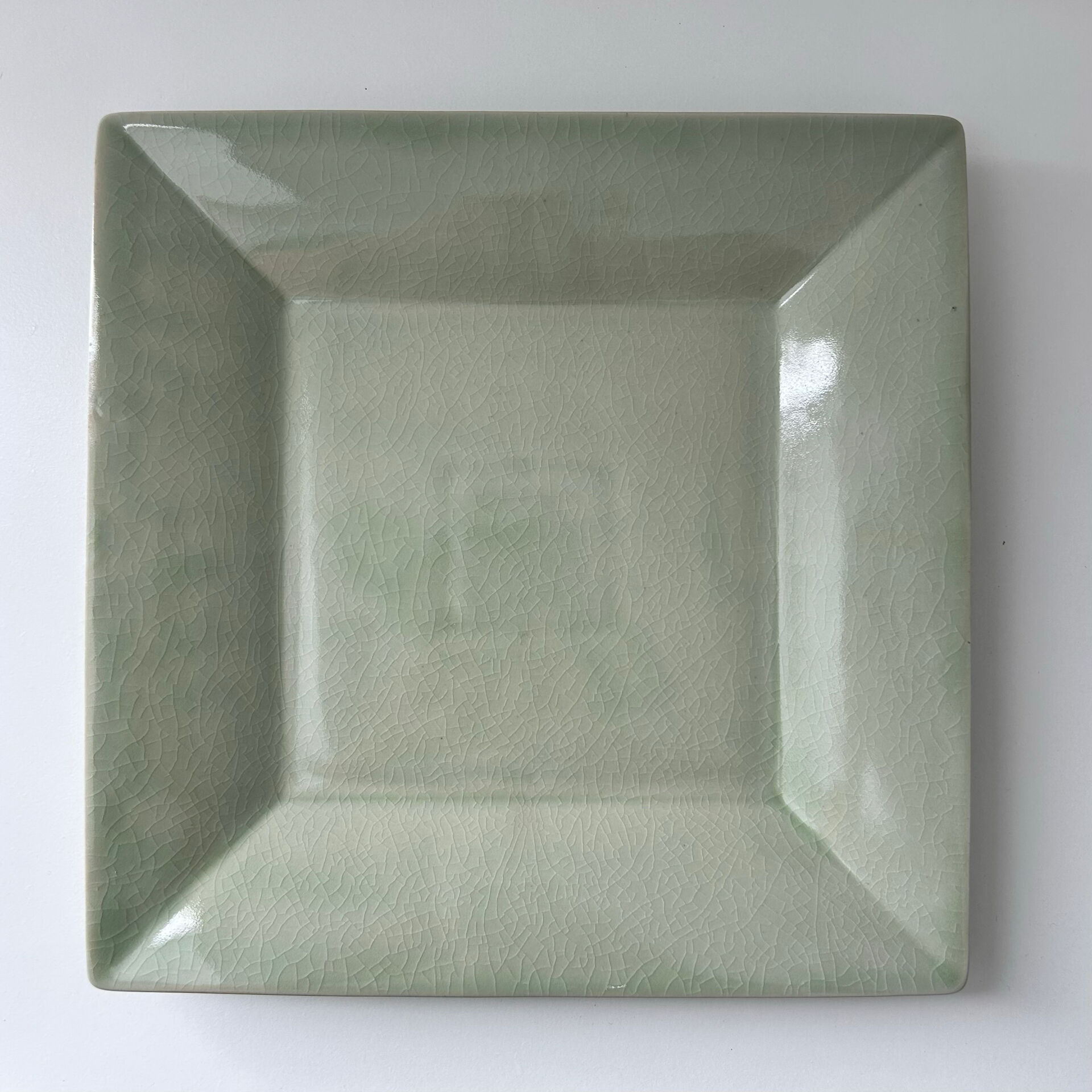 Large celadon square plate