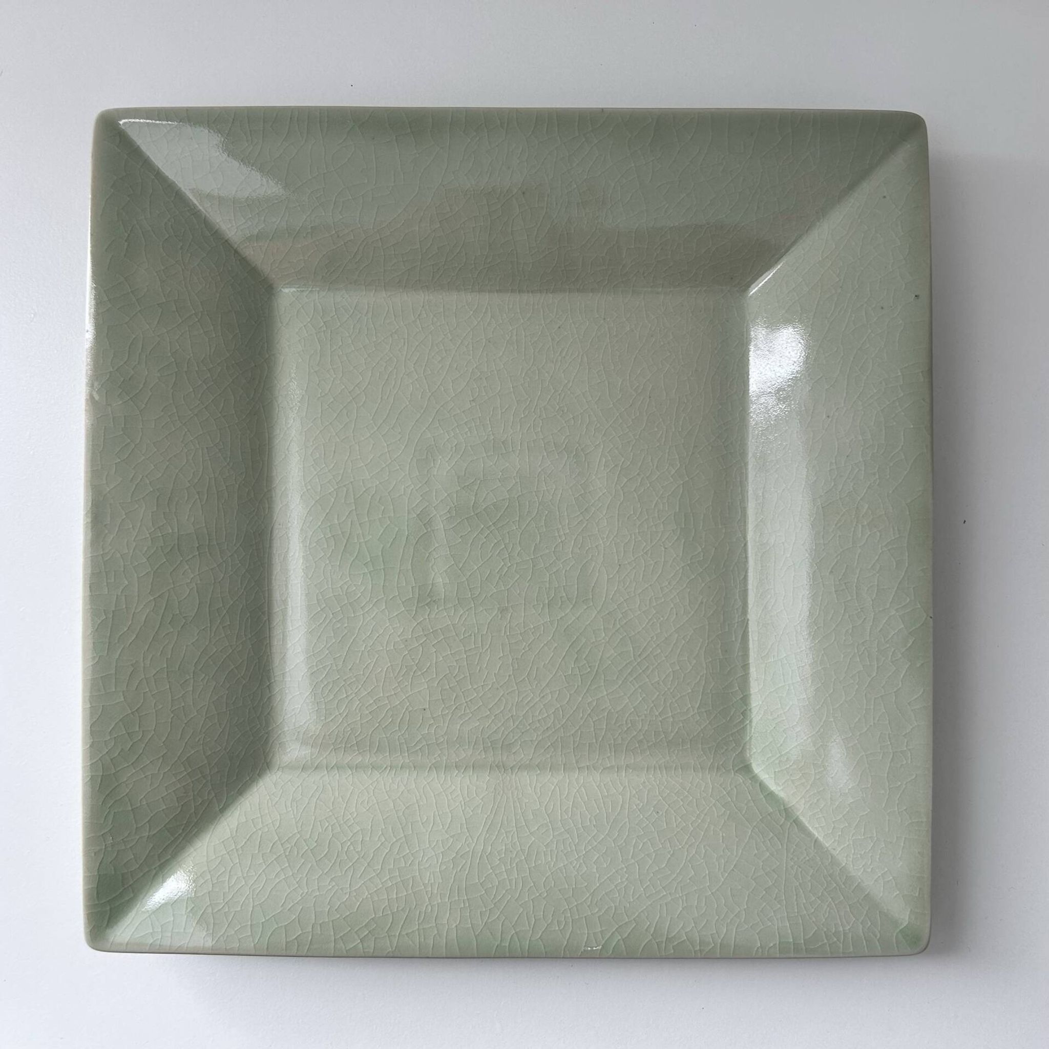 Large celadon square plate