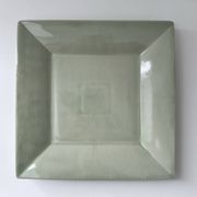 Large celadon square plate