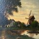 Tableau HST "Paysage animé au crepuscule" XIX° siècle