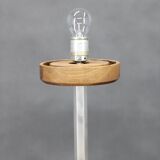 1940s Restored Nickel Floor Lamp with  Glass Shade