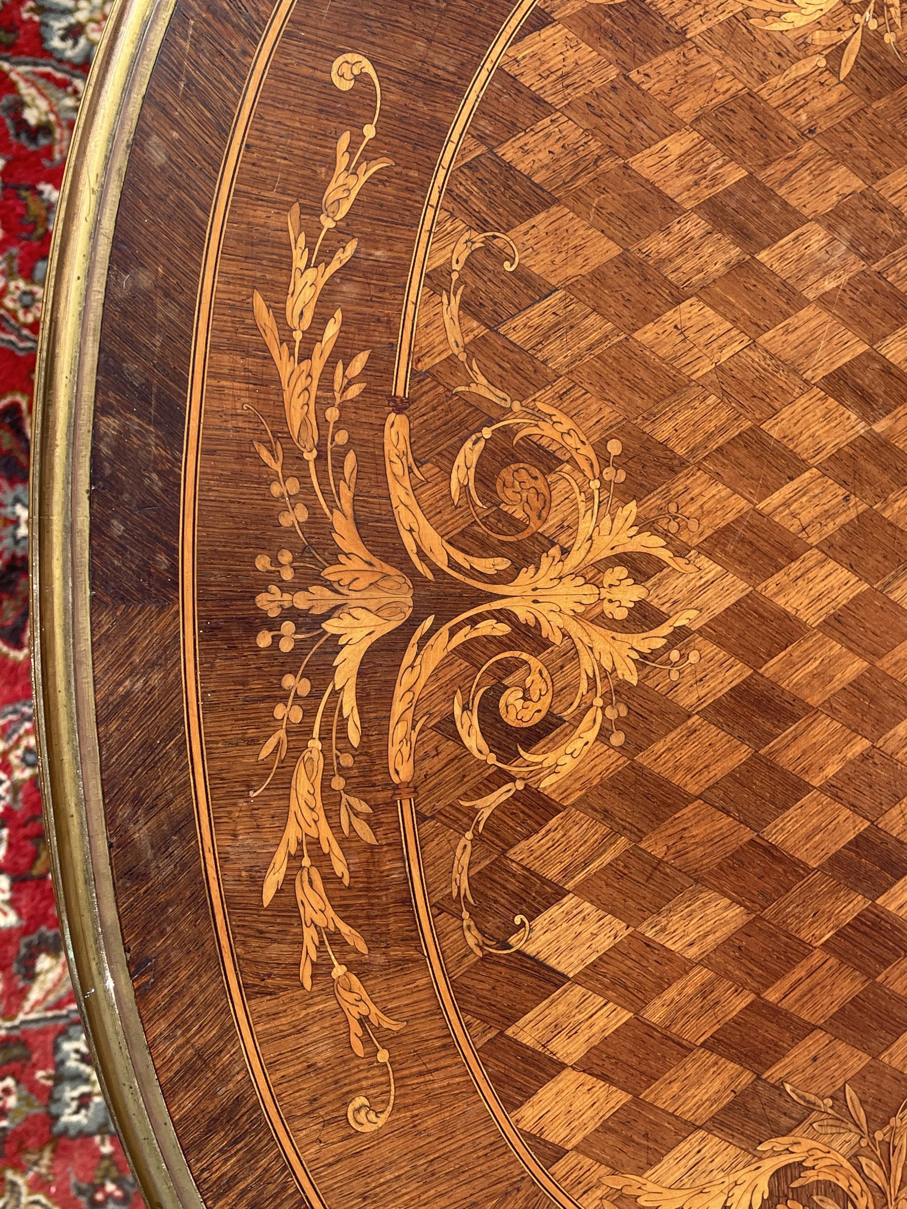 Middle Table Marquetry and Bronze Napoleon III Era - NINETEENTH