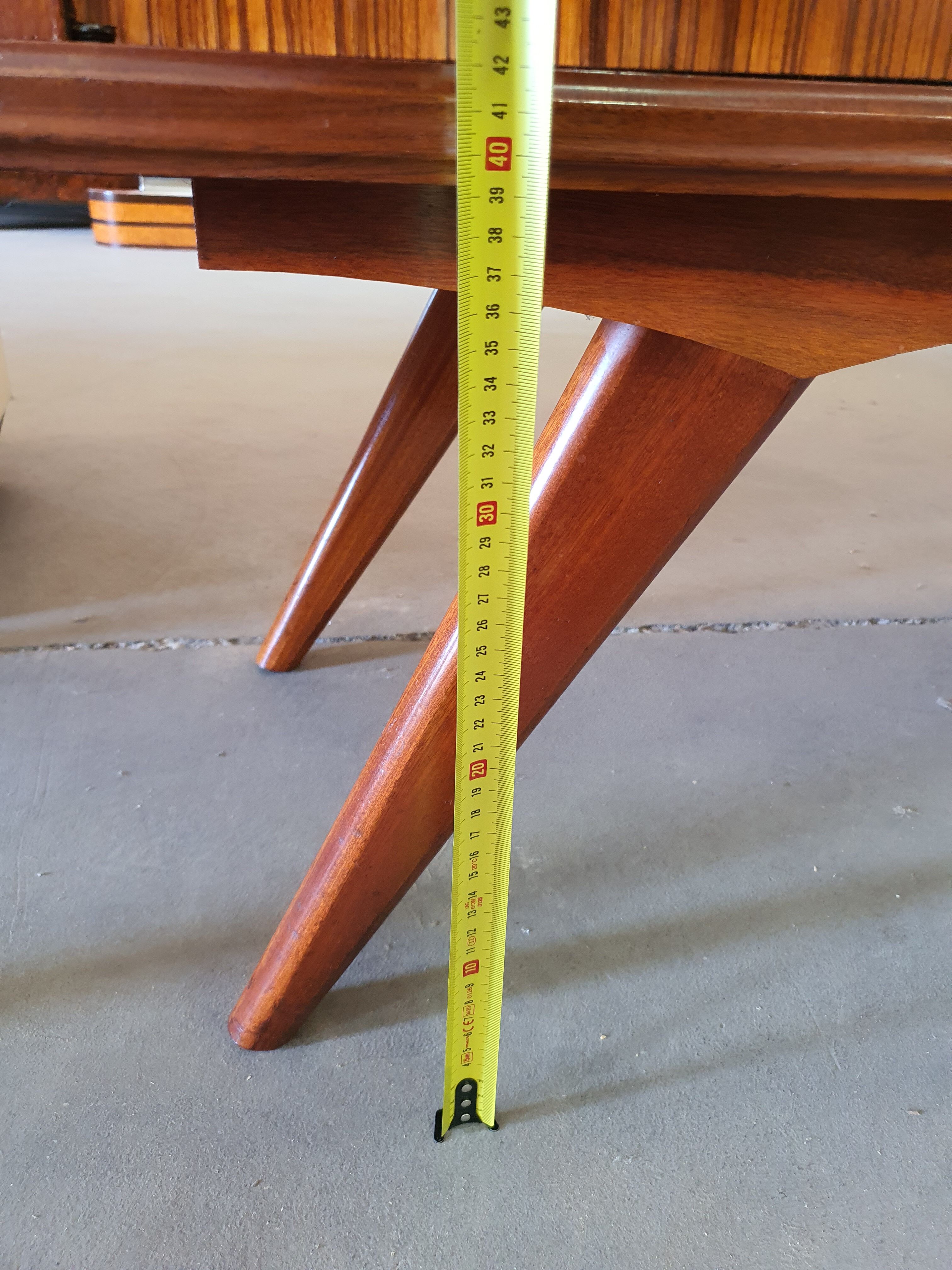 1960s sideboard with decorated doors in wood and brass