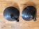 Pair of black metal pendant lights